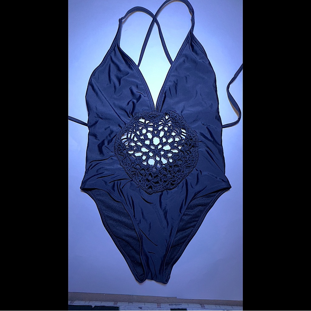 Black one piece swimsuit (Cheeky Bottoms), Size Small, Brand Unknown